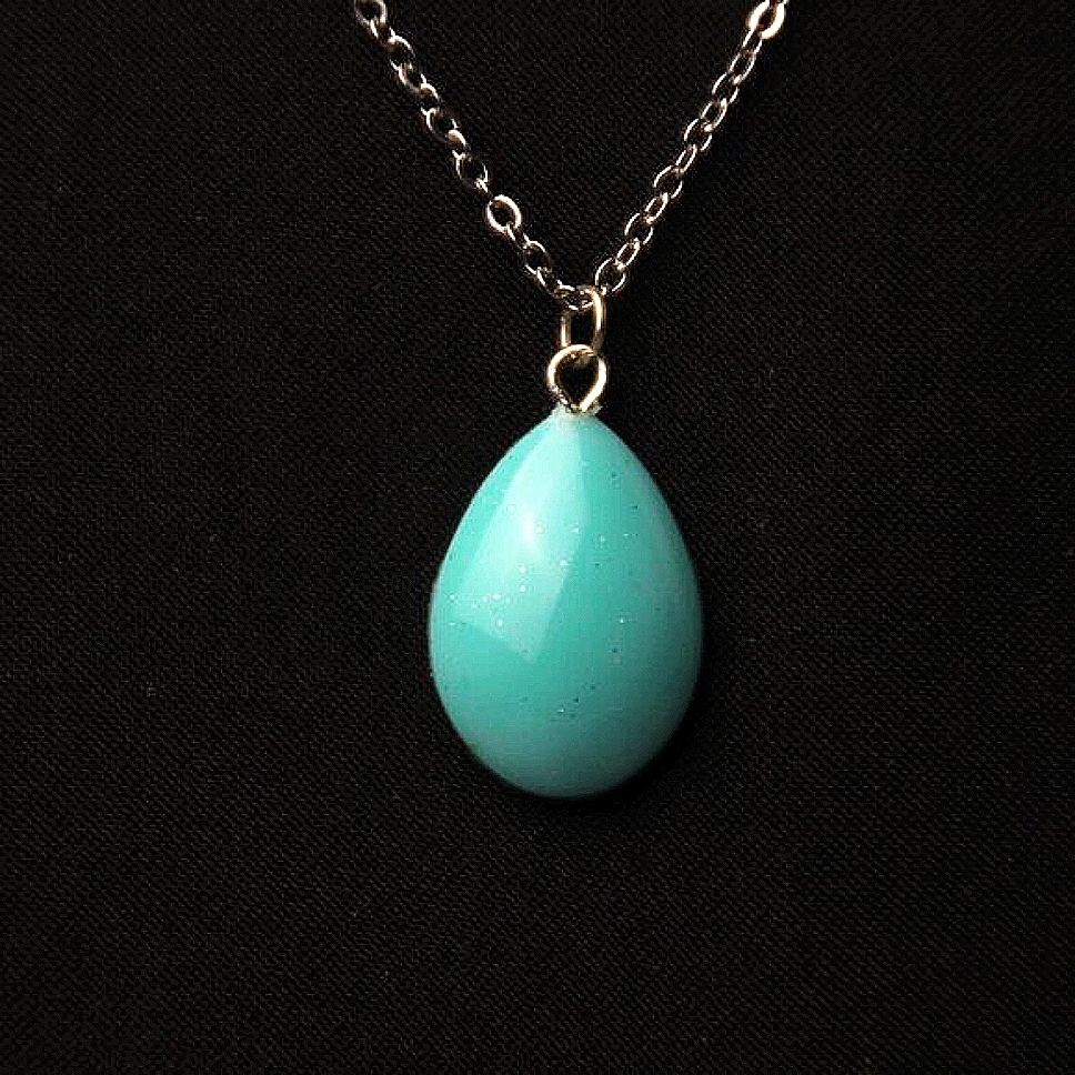 Hand Crafted Epoxy Resin Turquoise Tear Drop Pendant Glow In The Dark